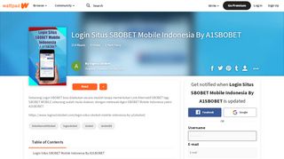 
                            6. Login Situs SBOBET Mobile Indonesia By A1SBOBET ... - Wattpad