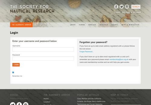 
                            6. Login - SNR - The Society For Nautical Research