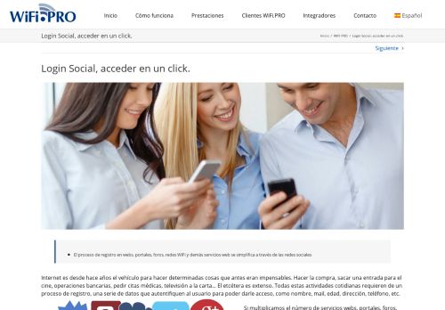 
                            3. Login Social, acceder en un click. - Wifi.PRO