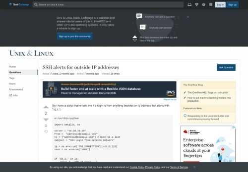 
                            13. login - SSH alerts for outside IP addresses - Unix & Linux Stack ...