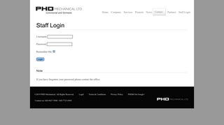 
                            10. Login | Staff | PHD Mechanical