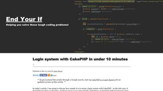 
                            10. Login system with CakePHP in under 10 minutes | End Your If