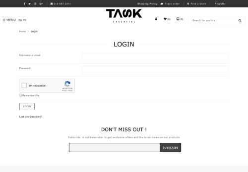 
                            6. Login – Task Essential – Oxygen infused skincare products