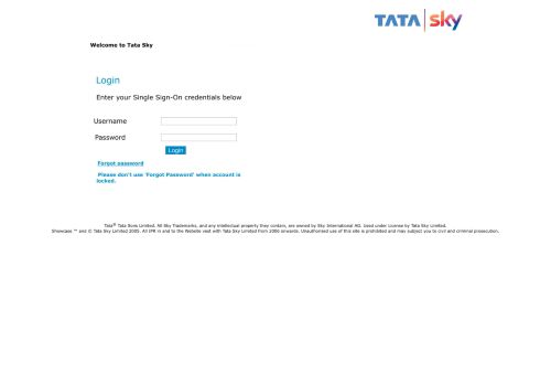 
                            1. Login - Tata Sky Single Sign-On