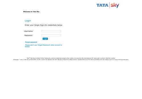 
                            2. Login - Tata Sky Single Sign-On