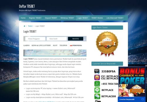 
                            11. Login TBSBET | Daftar TBSBET