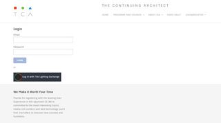 
                            12. Login — TCA | The Continuing Architect