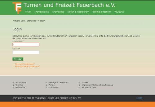 
                            3. Login - TF Feuerbach - Sport und Freizeit mit dem TFF