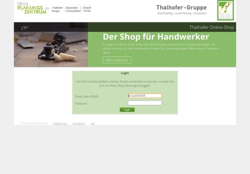 
                            1. Login - Thalhofer Online-Shop