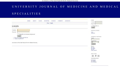
                            9. Login - The Tamil Nadu Dr. MGR Medical University E Journal Portal