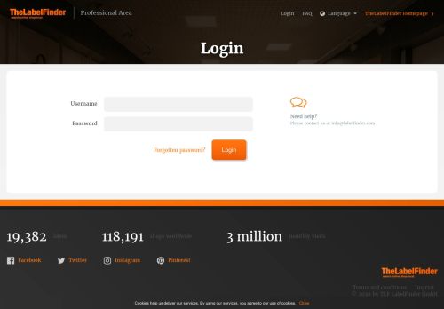 
                            5. Login - TheLabelFinder Professional Area