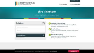 
                            1. Login - Ticketbox - Online-Tickets kaufen und ... - ScanTickets.de
