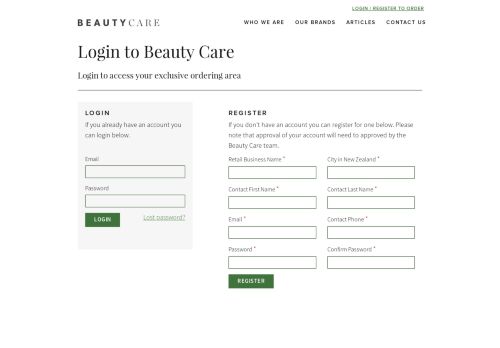 
                            5. Login to Beauty Care