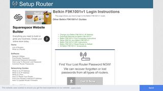 
                            3. Login to Belkin F9K1001v1 Router - SetupRouter