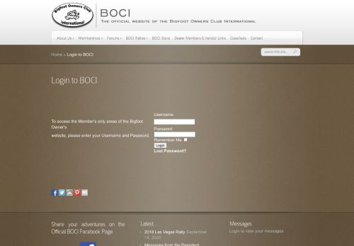 
                            13. Login to BOCI | Bigfoot Owners Club International