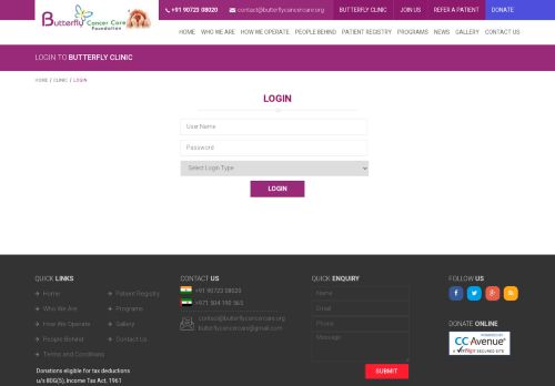 
                            8. Login To Butterfly clinic - Butterfly Cancer care Foundation