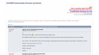 
                            10. login to civicrm, bypassing joomla admin