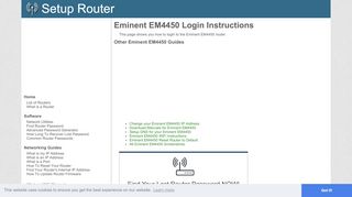 
                            1. Login to Eminent EM4450 Router - SetupRouter