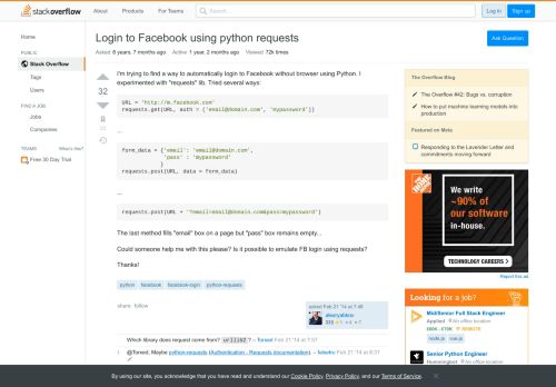 
                            13. Login to Facebook using python requests - Stack Overflow