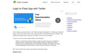 
                            1. Login to Flask App with Twitter – Python Tutorial - Pythonspot