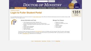 
                            5. Login to Fuller Student Portal - Welcome to Fuller Seminary: DMin