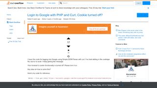 
                            7. Login to Google with PHP and Curl, Cookie turned off? - Stack Overflow