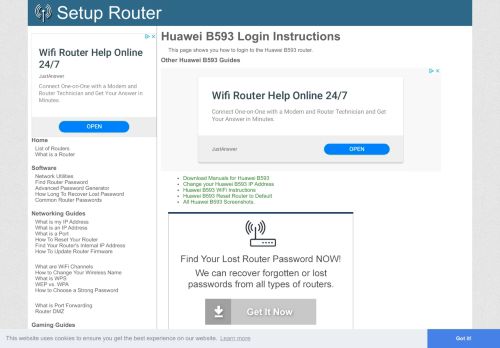 
                            2. Login to Huawei B593 Router - SetupRouter