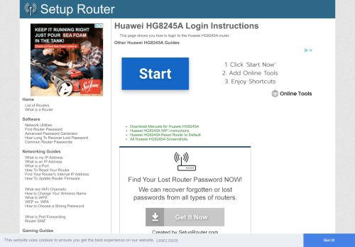 
                            1. Login to Huawei HG8245A Router - SetupRouter