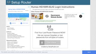 
                            2. Login to Humax HG100R-02JG Router - SetupRouter
