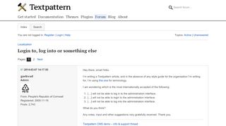 
                            6. Login to, log into or something else / Localization / Textpattern ...