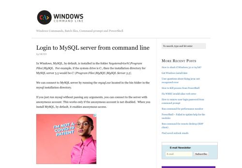 
                            9. Login to MySQL server from command line - Windows Command Line