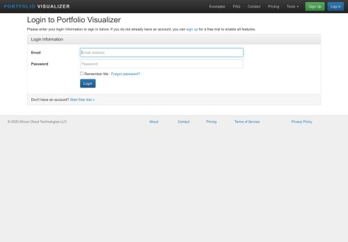 
                            8. Login to Portfolio Visualizer