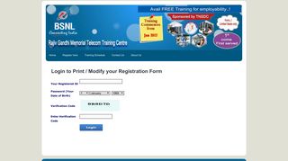 
                            4. Login to Print / Modify your Registration Form - rgmttc - BSNL