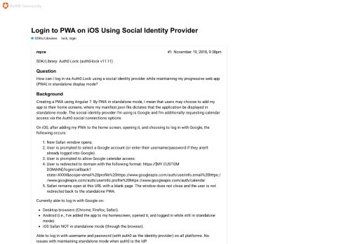 
                            7. Login to PWA on iOS Using Social Identity Provider - Auth0 Community