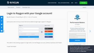 
                            1. Login to Raygun with your Google account! · Raygun Blog