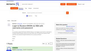 
                            5. Login to Reuters EIKON via VBA with username and password ...