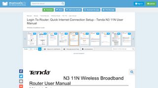 
                            7. Login To Router; Quick Internet Connection Setup - Tenda N3 11N ...