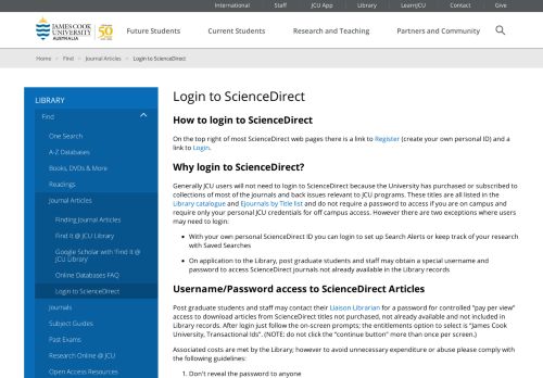 
                            5. Login to ScienceDirect - JCU Australia