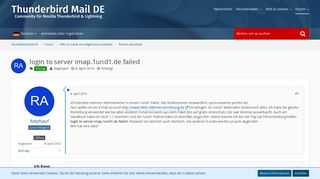 
                            1. login to server imap.1und1.de failed - Konten einrichten ...