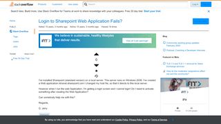 
                            5. Login to Sharepoint Web Application Fails? - Stack Overflow