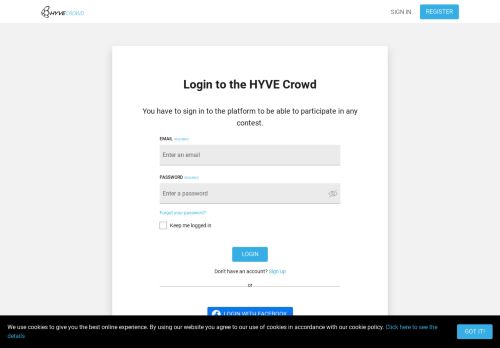 
                            13. Login to the HYVE Crowd