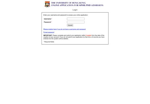 
                            2. Login to the Online Application System - HKU
