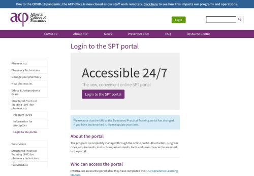
                            10. Login to the SPT portal | Alberta College of Pharmacy