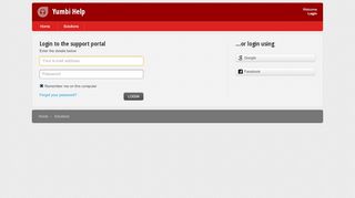 
                            5. Login to the support portal - Solutions - yumbi