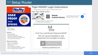 
                            3. Login to Tilgin HG2381 Router - SetupRouter