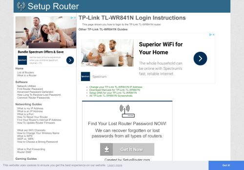 
                            1. Login to TP-Link TL-WR841N Router - SetupRouter