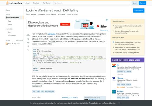 
                            7. Login to Way2sms through LWP failing - Stack Overflow