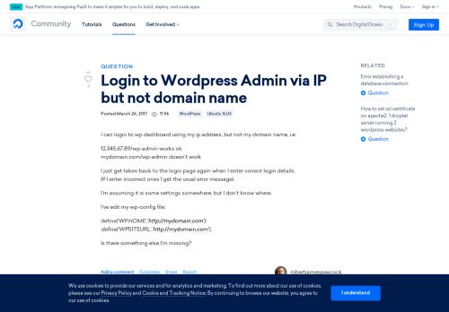 
                            9. Login to Wordpress Admin via IP but not domain name | DigitalOcean