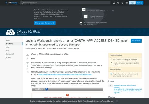 
                            9. Login to Workbench returns an error 'OAUTH_APP_ACCESS_DENIED: user ...