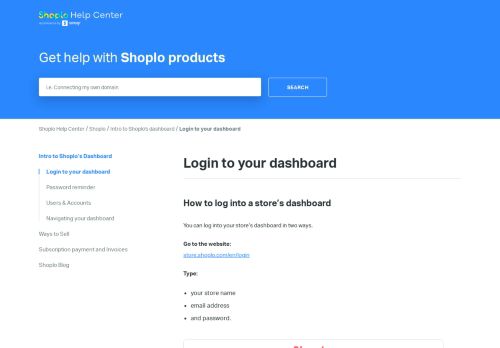
                            2. Login to your dashboard – Shoplo Help Center